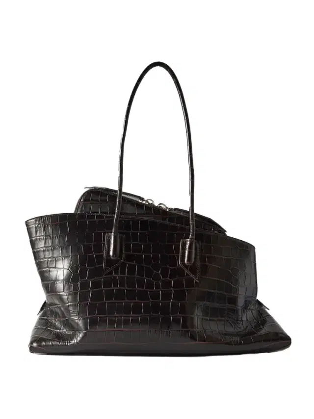 The Attico La Passeggiata Medium Asymmetric Croc-effect Leather Tote