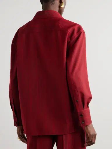 Bottega Veneta Embellished Striped Wool-blend Shirt | Thumbnail 4 Bottega Veneta Embellished Striped Wool-blend Shirt | Thumbnail 4