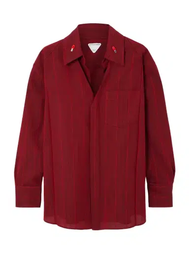 Bottega Veneta Embellished Striped Wool-blend Shirt | Thumbnail 1 Bottega Veneta Embellished Striped Wool-blend Shirt | Thumbnail 1