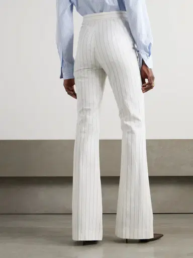 Ralph Lauren Collection Neeva Pinstriped Cotton, Linen And Wool-blend Flared Pants | Thumbnail 4