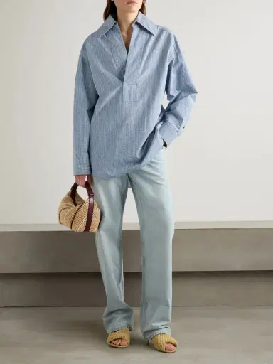 Bottega Veneta Oversized Striped Cotton-blend Shirt | Thumbnail 2