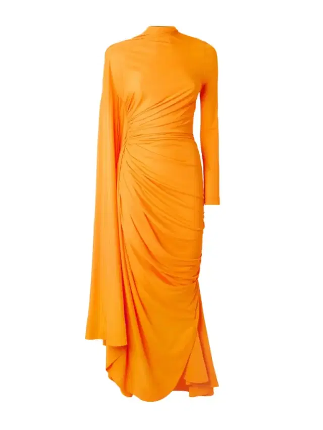 Draped Gathered Jersey Maxi Dress
