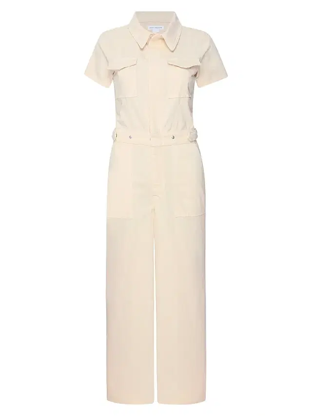 Good American Women's Fit For Success Twill Palazzo Crop Jumpsuit - Ecru
