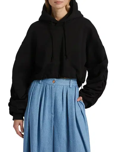 anOnlyChild Women's Just A Pinch Cotton Sanguinetti Hoodie - Black - Size Large | Thumbnail 3