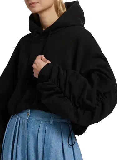 anOnlyChild Women's Just A Pinch Cotton Sanguinetti Hoodie - Black - Size Large | Thumbnail 6