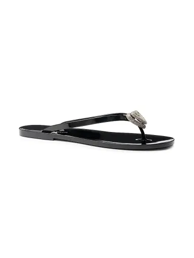 Mach & Mach Women's Double Heart Flip-Flops - Black | Thumbnail 2 Mach & Mach Women's Double Heart Flip-Flops - Black | Thumbnail 2