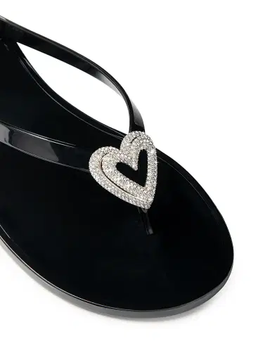 Mach & Mach Women's Double Heart Flip-Flops - Black | Thumbnail 5 Mach & Mach Women's Double Heart Flip-Flops - Black | Thumbnail 5