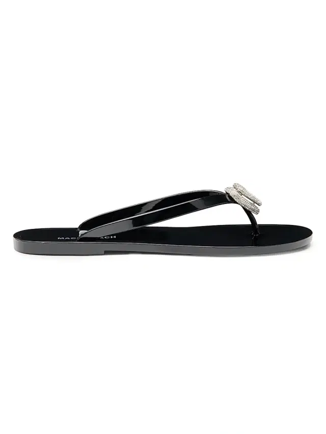 Women's Double Heart Flip-Flops - Black