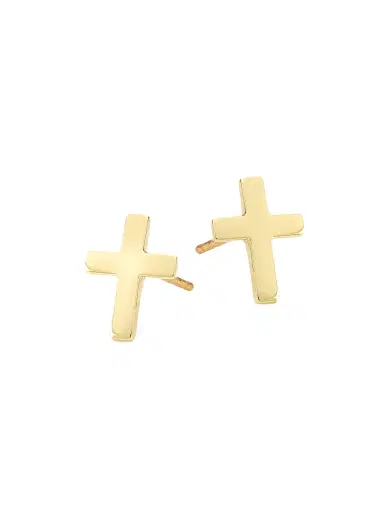Saks Fifth Avenue Collection Women's 14K Gold Cross Stud Earrings - Yellow Gold | Thumbnail 1