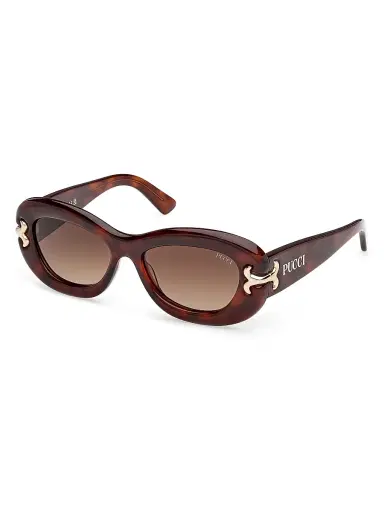 PUCCI Women's 52MM Oval Sunglasses - Havana Gold Brown | Thumbnail 1 PUCCI Women's 52MM Oval Sunglasses - Havana Gold Brown | Thumbnail 1
