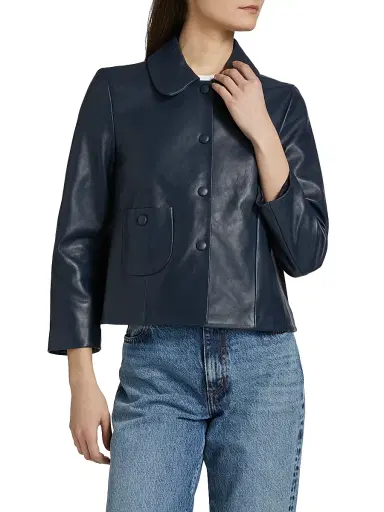Ba&sh Women's Milos Leather Jacket - Marine - Size XL | Thumbnail 3