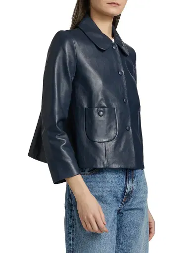 Ba&sh Women's Milos Leather Jacket - Marine - Size XL | Thumbnail 4