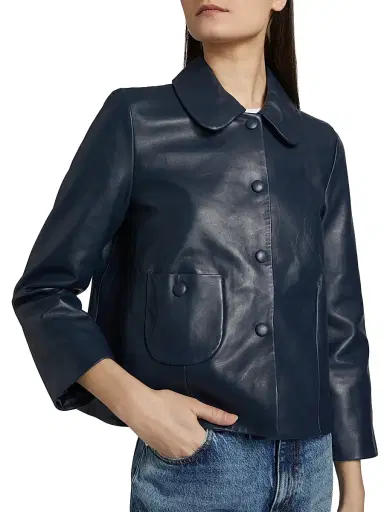 Ba&sh Women's Milos Leather Jacket - Marine - Size XL | Thumbnail 6