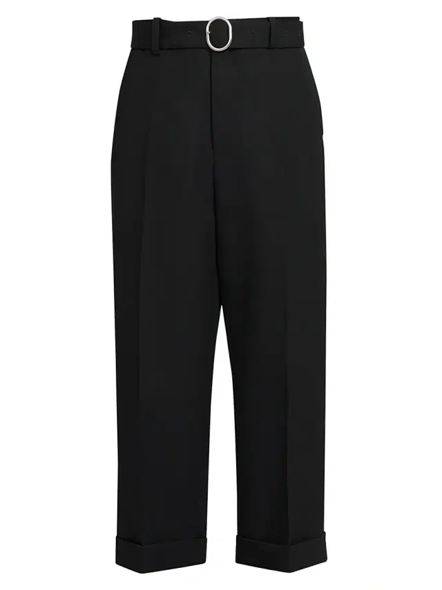 Jil Sander Men's Wool Straight-Leg Crop Trousers - Black