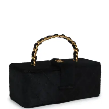 Chanel Vintage Chanel Rectangular Vanity Box Black Pony Hair Antique Gold Hardware | Thumbnail 2 Chanel Vintage Chanel Rectangular Vanity Box Black Pony Hair Antique Gold Hardware | Thumbnail 2