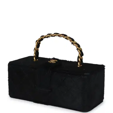 Chanel Vintage Chanel Rectangular Vanity Box Black Pony Hair Antique Gold Hardware | Thumbnail 5 Chanel Vintage Chanel Rectangular Vanity Box Black Pony Hair Antique Gold Hardware | Thumbnail 5