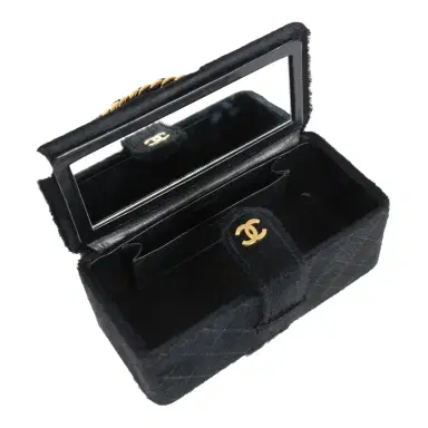 Chanel Vintage Chanel Rectangular Vanity Box Black Pony Hair Antique Gold Hardware | Thumbnail 7 Chanel Vintage Chanel Rectangular Vanity Box Black Pony Hair Antique Gold Hardware | Thumbnail 7
