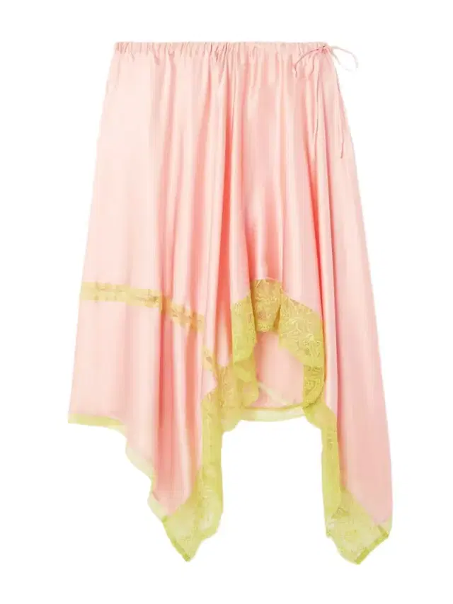 Asymmetric Lace-trimmed Silk-blend Satin Skirt