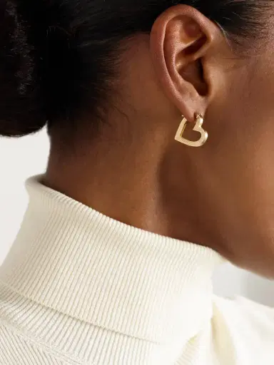 Sydney Evan Fluted Heart 14-karat Gold Hoop Earrings | Thumbnail 2
