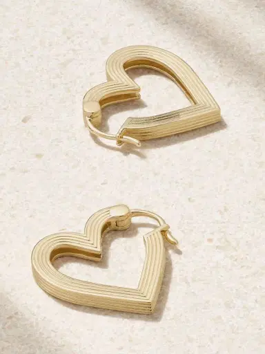 Sydney Evan Fluted Heart 14-karat Gold Hoop Earrings | Thumbnail 3