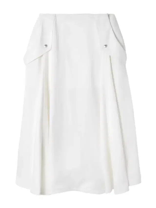 Pleated Twill Midi Skirt