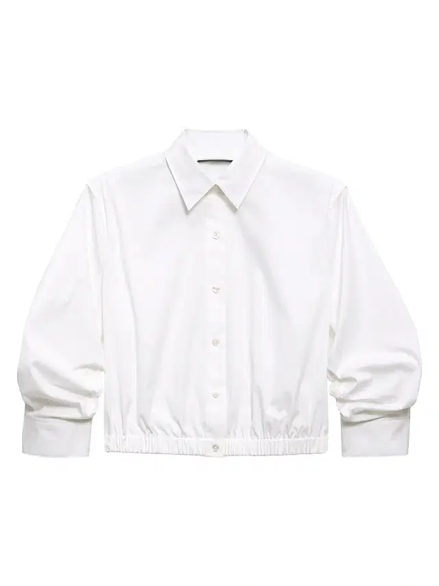 Theory Women's Scrunch Sleeve Button-Front Crop Shirt - White