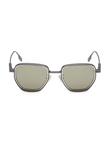 ZEGNA Men's 49MM Geometric Sunglasses - Gunmetal Green | Thumbnail 2