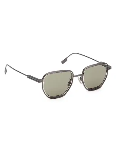 ZEGNA Men's 49MM Geometric Sunglasses - Gunmetal Green | Thumbnail 8