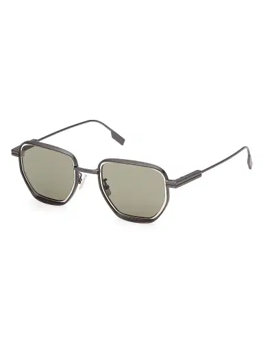 ZEGNA Men's 49MM Geometric Sunglasses - Gunmetal Green | Thumbnail 1