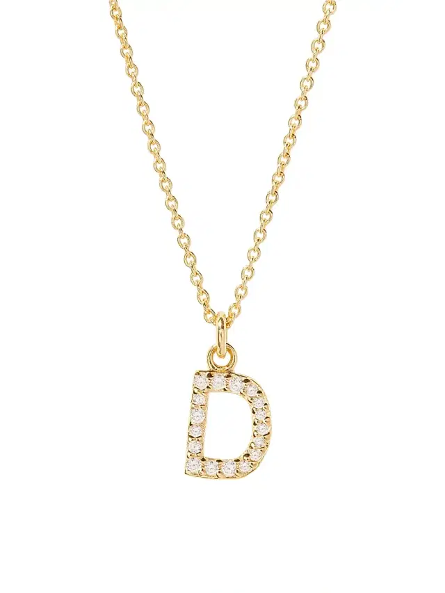 Women's Blaire 14K-Yellow-Gold Vermeil & 0.3-0.11 TCW Diamond Initial Pendant Necklace - Initial D