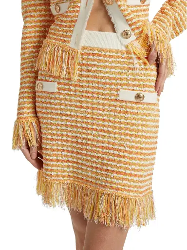 Milly Women's Kali Textured Fringe Knit Miniskirt - Orange Yellow Multi | Thumbnail 3 Milly Women's Kali Textured Fringe Knit Miniskirt - Orange Yellow Multi | Thumbnail 3