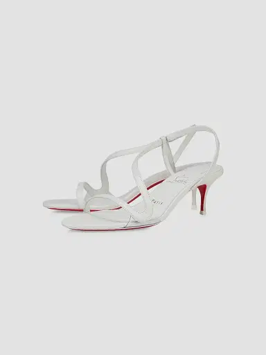 Christian Louboutin Women's Rosalie Leather 55MM Sandal Heels - Bianco | Thumbnail 2