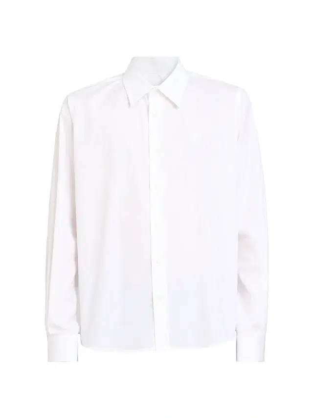 AMI Paris Men's Classic Button-Front Shirt - Wool Gabardine White