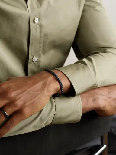 David Yurman Sculpted Cable Titanium Diamond Cuff - Men | Thumbnail 2 David Yurman Sculpted Cable Titanium Diamond Cuff - Men | Thumbnail 2