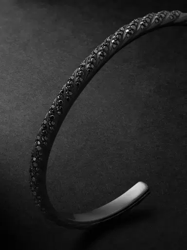 David Yurman Sculpted Cable Titanium Diamond Cuff - Men | Thumbnail 4 David Yurman Sculpted Cable Titanium Diamond Cuff - Men | Thumbnail 4