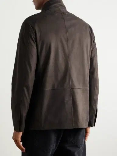 Zegna Nehru-Collar Nubuck Jacket - Men | Thumbnail 4 Zegna Nehru-Collar Nubuck Jacket - Men | Thumbnail 4