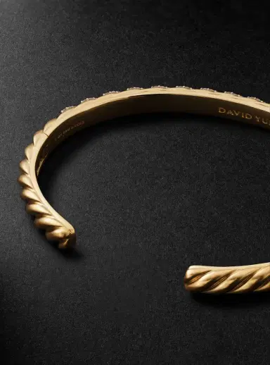 David Yurman Sculpted Cable 18-Karat Gold Diamond Cuff - Men | Thumbnail 3