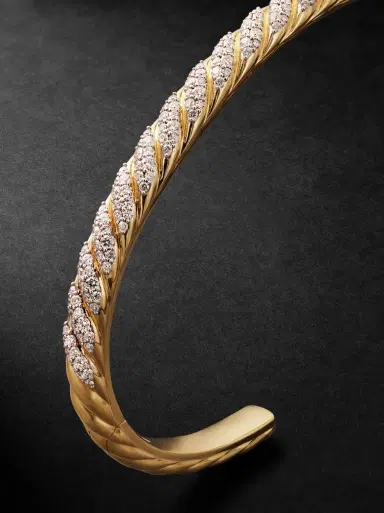 David Yurman Sculpted Cable 18-Karat Gold Diamond Cuff - Men | Thumbnail 4