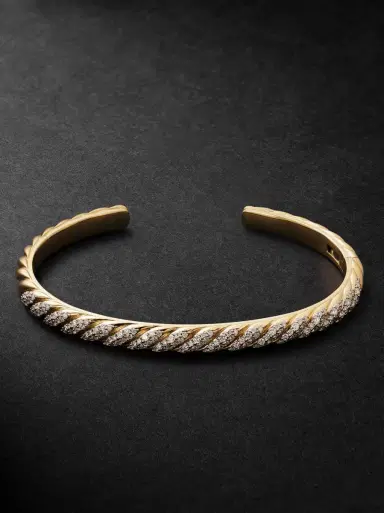 David Yurman Sculpted Cable 18-Karat Gold Diamond Cuff - Men | Thumbnail 1