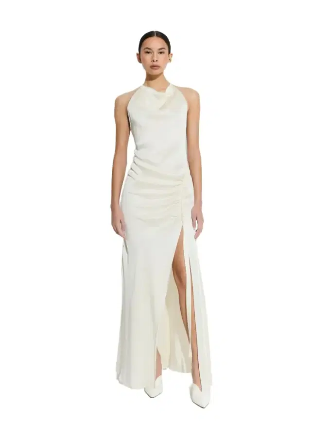 LAPOINTE Satin Cowl Neck Tab Gown