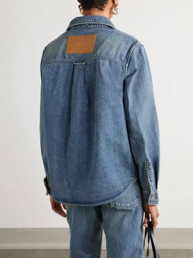 Jil Sander Leather-trimmed Paneled Denim Shirt | Thumbnail 4 Jil Sander Leather-trimmed Paneled Denim Shirt | Thumbnail 4
