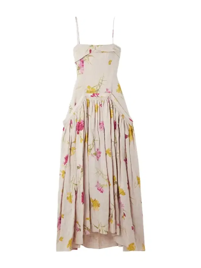 Floral-print Linen Midi Dress