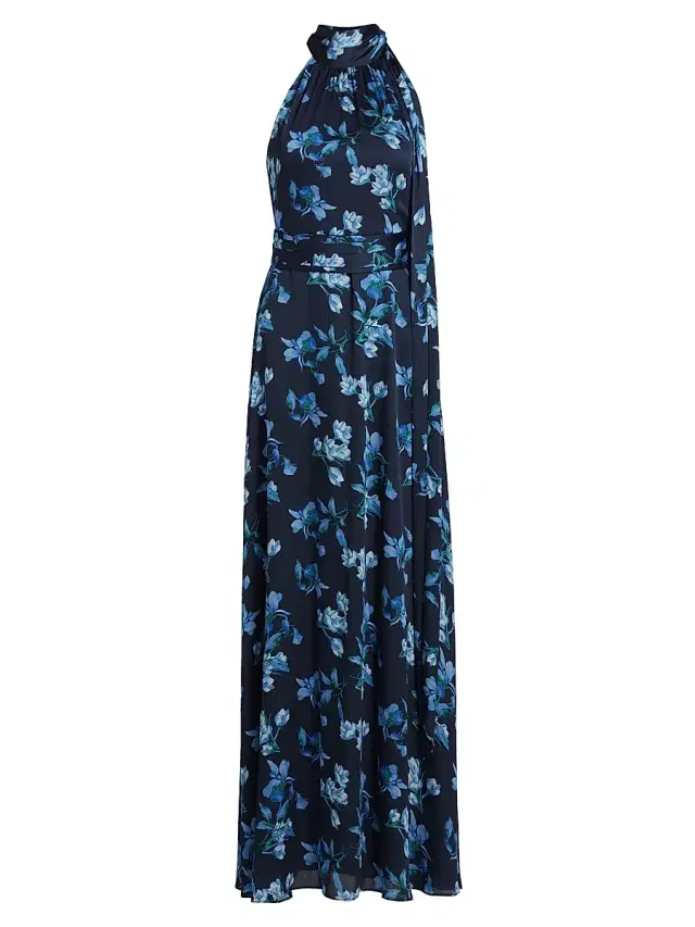 SACHIN BABI Women's Kayla Floral Highneck Gown - Night Sky Venetian Petal