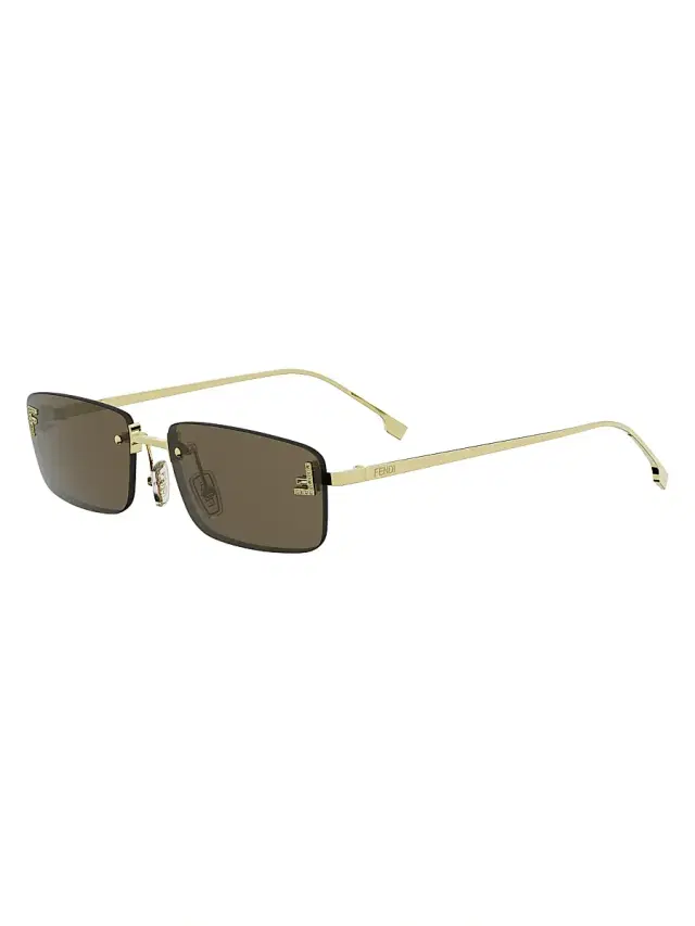 Women's First Crystal 54MM Metal Rectangular Sunglasses - Gold And Brown