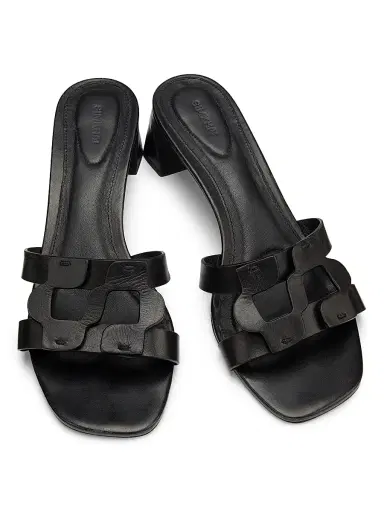 Simkhai Women's Monogram 50MM Leather Block-Heel Sandals - Black - Size 8 | Thumbnail 4 Simkhai Women's Monogram 50MM Leather Block-Heel Sandals - Black - Size 8 | Thumbnail 4