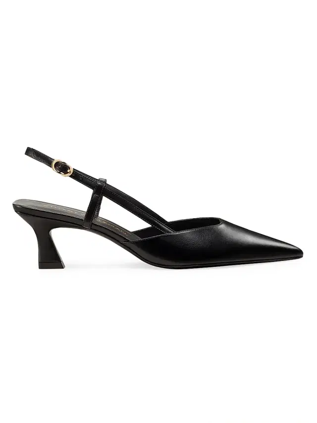 Stuart Weitzman Women's Vinnie 50MM Leather Slingback Pumps - Black