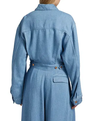 anOnlyChild Women's Just A Pinch Cliff Denim Jacket - Washed Indigo - Size Large | Thumbnail 5