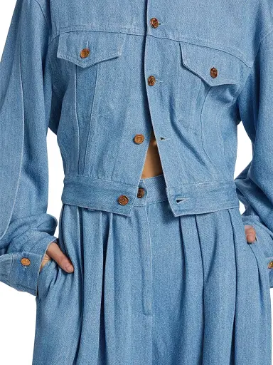 anOnlyChild Women's Just A Pinch Cliff Denim Jacket - Washed Indigo - Size Large | Thumbnail 6