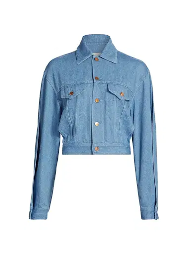 anOnlyChild Women's Just A Pinch Cliff Denim Jacket - Washed Indigo - Size Large | Thumbnail 1