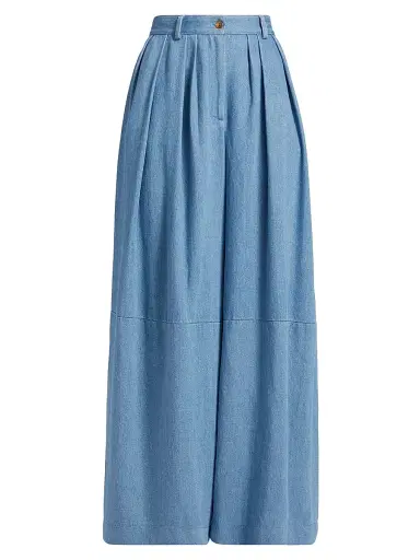 anOnlyChild Women's Just A Pinch Stona Denim Flared Pants - Washed Indigo - Size Large | Thumbnail 1
